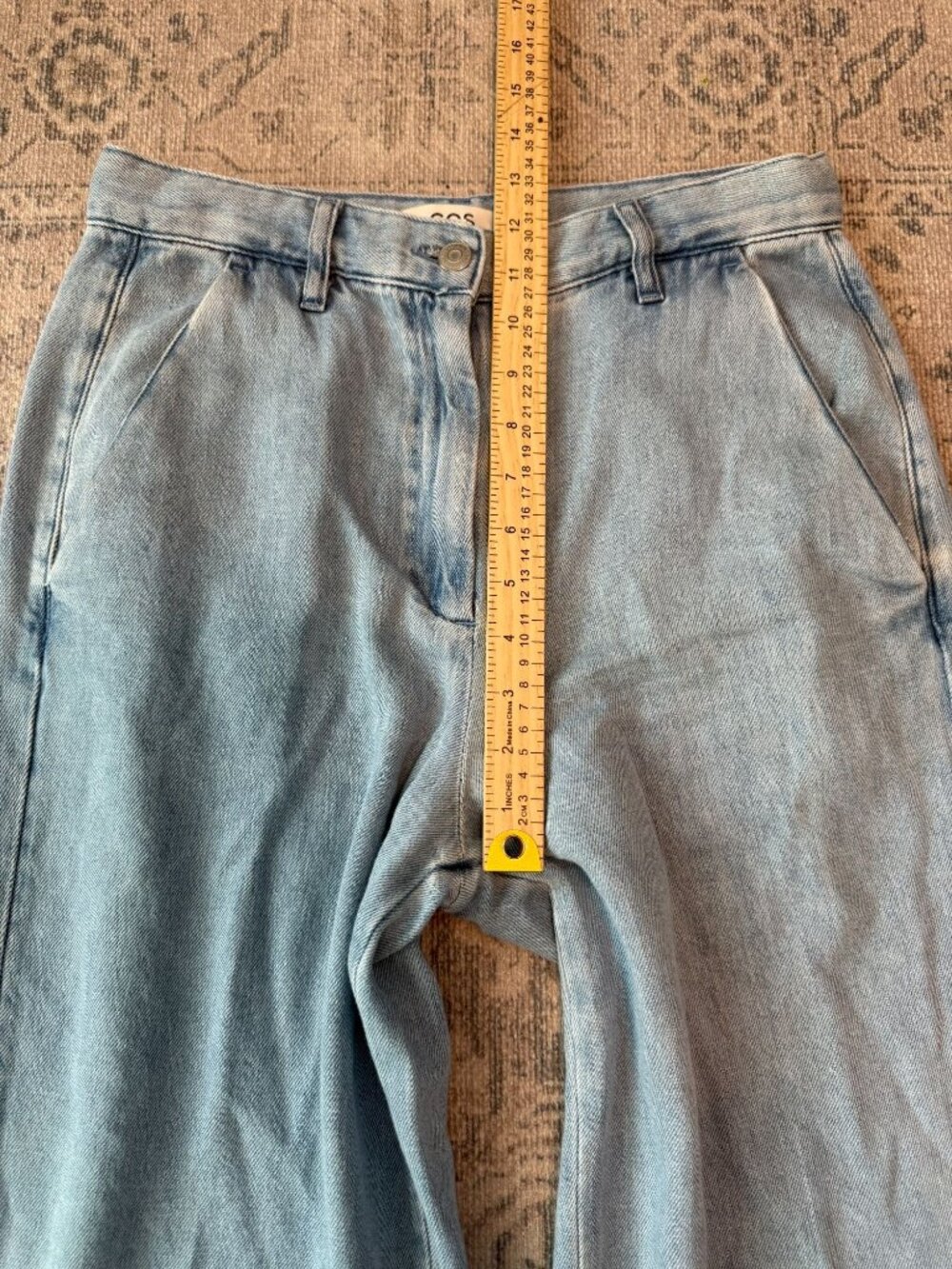 COS Women's High Rise Wide Leg Denim Trouser Pants Size 6 Light Blue Wash Boho - Picture 4 of 8